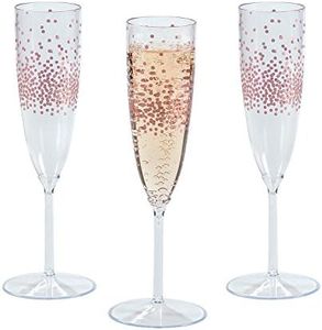 Fun Express Premium Rose Gold Dotted Champagne Flutes (set of 25) Wedding Party Supplies