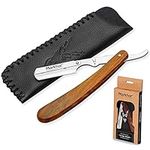 MARKHOR® Cut Throat Razor Kit, Wooded Genic Straight Razor, Professional Barber Razor, Premium Quality Straight Edge Razor, Moustache & Beard Shaving Razor, Single Blade Razor