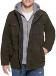 Levi's Men's Washed Cotton Hooded Military Jacket (Regular & Big & Tall Sizes), Dark Brown/Sherpa Lined, 4X-Large