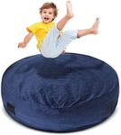 Homewell 4 Ft Round Crash Pad – Soft Velvet Cover Sensory Crash Pad for Kids with Durable Shock-Absorbing Foam, Machine Washable Cover, Ultimate Comfort and Safety for Kids, Adults and Pets (Blue)