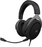 Corsair HS60 HAPTIC Stereo Gaming Headset with Haptic Bass (Haptic Bass powered by Taction Technology, Plush Memory Foam Ear Cups, Custom-Tuned 50mm Neodymium Audio, Detachable Microphone) Carbon