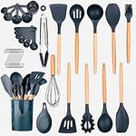 Super Professional 33 Pieces Kitchen Utensil Set, Silicon and Wooden Kitchen Set, Heat Resistant and Non-Sticky Cooking Utensils Set.