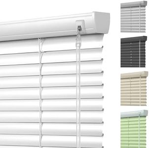 SENXIEN Cordless Window Blinds 1" Aluminum Mini Blinds for Windows Custom Cut to Size Horizontal Venetian Blinds & Shades for Home Office.Easy to Install,White