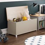 Vida Designs Arlington Toy Box, Wooden Children's Storage Chest with Lid, Covers and Blankets, Kids Tidy Bin (Grey)