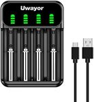 Uwayor 18650 Battery Charger LED Universal Batteries Charger 21700 Battery Charger 4 Bay for 22670 22650 21700 20650 18650 18670 18350 17670 17550 17360 Batteries