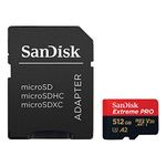 SanDisk Extreme Pro 512 GB microSDXC Memory Card + SD Adapter with A2 App Performance + Rescue Pro Deluxe 170 MB/s Class 10, UHS-I, U3, V30