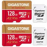 Gigastone 128GB 2-Pack Micro SD Card, 4K Game Pro, A2 V30, 4K Ultra HD, High Speed 4K UHD Gaming, Micro SDXC UHS-I U3 C10 Class 10 Memory