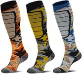 Hylaea Merino Wool Ski Socks, Cold Weather Socks for Snowboarding, Snow, Winter, Thermal Knee-high Warm Socks, Hunting, Outdoor Sports, Camo Large