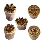 Royal Kraft Floral Brass Wooden Printing Stamps (Set of 5) - DIY Clay, Pottery Blocks BHtag0013