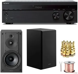 Sony STRDH190 2-ch Stereo Receiver with Phono Inputs & Bluetooth SSCS5 3-Way 3-Driver Bookshelf Speaker System (Black)