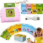 Talking Flash Card Learning Device Toy for Early Learning 224 Words Sounds Music Playing Game - USB Rechargeable for Kids (1-6 Years) Toddlers Pre-School Education (Pink, Normal)