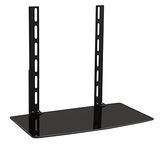 Mount-It! Floating TV Shelf Wall Mount | Tempered Glass Floating Shelf | Under TV Adjustable AV Entertainment Shelf | Wall Mount Shelf for TV Components | Black (MI-8401)