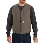 Carhartt Men's Relaxed Fit Washed Duck Sherpa-Lined Vest, Driftwood, 3X-Large