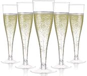 LATERN 54Pcs Plastic Champagne Flutes, 150ml Clear Champagne Glasses Reusable Stemmed Party Wine Cups for Garden Wedding Anniversary Shower Parties (5 x 17cm)