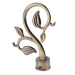 Fenteer Aluminum Alloy Drapery Curtain Rod Cap Pole Finials Window Treatment Hardware, 28mm Inner Diameter (Leaves Pattern), Leaves- Bronze, 10x14cm