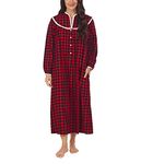 Lanz of Salzburg Classic 50" Open Neck Gown Black/Red Buffalo Check SM