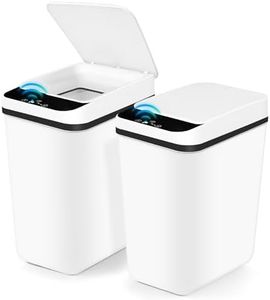 2 Pack Automatic Touchless Garbage Bin, 12L & 12L Automatic Bathroom Trash Can, Smart Motion Sensor Trash Bin Waterproof Small Slim Garbage Can for Office Living Room Toilet Kitchen (White)