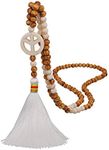 COLORFUL BLING Bohemian Natural Wooden Long Tassel Fringe Strand Necklace Handmade Ethnic Peace Heart Cross Pendant Beaded Necklace for Women Sweater Chain Jewelry, Wood, beads