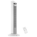 30'' Tower Fan, Portable Oscillating Quiet Cooling Fan with Remote, 3 Speeds, Built-in 0.5-7.5 Hours Timer, Space-Saving, LED Display with Floor Bladeless Fan, Touch Control, White