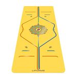 Liforme Printed Yoga Mat Collection – Free Yoga Bag, Patented Alignment System, Warrior-like Grip, Non-Slip, Eco-friendly, Biodegradable, Sweat-resistant, Long, Wide and Thick for Comfort - Yellow