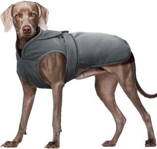 Kuoser Canvas Dog Winter Coat - Warm Reflective Fleece Dog Cold Weather Coat with Zipper Leash Hole for Sizes S M L, Grey