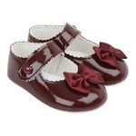 EARLY DAYS Baypods, Baby Shoes for Girls, Soft Soled Pre Walker Shoes, Soft Faux Leather Baby Shoes, Made in England Burgundy, 2 UK Child