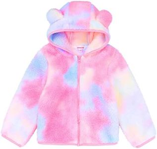 JESKIDS Toddler Girls Boys Fleece Hoody Jacket Zip Up Teddy Coat Warm Winter Outwear Pink Tie Dye