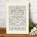 Personalised Wedding Card Laser Cut Wedding Greeting Card, Congratulations Wedding Day for Newlyweds with Envelopes, Custom Gift Hand Finished in UK(Grey)