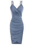 GRACE KARIN Ladies Elegant Wedding Guest Bodycon Dress Summer Vintage Fancy Party Knee Long Dress Blue Grey M