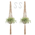 Eyerayo Macrame Plant Hangers Jute Rope Hanging Planter Basket Wall Hanging Flower Pot Holder with Hooks for Garden Home Decoration 2 Packs