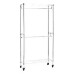 Amazon Basics Adjustable, Double Hanging Rod Garment Rolling Closet Organizer Rack - Chrome, 72 inches