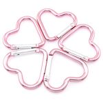 Lind Kitchen 10pcs Heart-Shaped Aluminum Snap Hook Clip Key Holder, Keychain Clip (Light Pink)