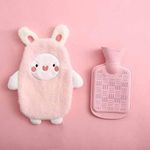 SKOFRI Hot Water Bottle with Cartoon Plush Cover, 500ML Cute Mini Hot Water Bag Rubber Heating Bag, Hot Water Bags for Pain Relief, Therapy, Period, Cramps, Neck, Hand Warmer Bags