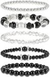 5 Pcs Beaded Crystal Stretch Bracelet Silver Stackable Bracelets Pearl Bracelets Boho Beaded Bracelets Stretch Layering Crystal Stone Beaded Bracelets Trendy Costume Jewelry Gifts for Women Teen Girls