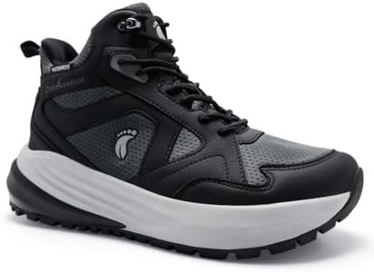 OrthoComfoot Men's Waterproof Orthopedic Hiking Boots with Arch Support, Wide Fit Plantar Fasciitis Mid Top Trekking Shoes, Non Slip Orthotic Walking Boots for Heel Pain Relief, Black, Size 11.5