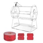 Vansza Acrylic Raffle Ticket Spinner Drum Clear Spinning Raffle Ticket Box with Key and 2000 Tickets for Lottery Games Bingo (11 x 11 x 6.5 Inch)