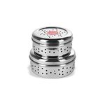 Sumeet Stainless Steel Hole Puri Dabbas/Sprout Maker/Flat Canisters With Air Ventilation Size No.7-11 Cm Dia & No. 8-12.5 Cm Dia, Blue-Violet