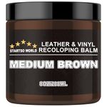 STARTSO World Leather Recoloring Balm 8oz | Leather Repair Kit for Furniture, Leather Color Restorer for Couches | Leather Dye | Repair, Restore & Renew Old, Faded Leather- Medium Brown