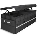 K KNODEL Car Boot Organiser with Foldable Cover, Car Boot Organiser Storage, Large Boot tidy for Car, Car Boot Storage Box and Bag, Boot Organiser for Small Car and Suv, (3C, Black)