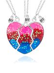 HUASAI 3Pcs Best Friends Necklace for Girls Magnetic Bff Pendant Necklace for 3 Half Broken Heart Friendship Necklace Birthday Gift, other, other