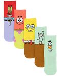 SPONGEBOB SQUAREPANTS Socks 5 Pack Kids Teens | Girls Boys Multicolour Patrick Squidward Mr Krabs Plankton | Footwear Accessories