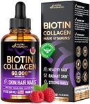 NUTRAHARMONY Liquid Collagen and Biotin - Hair Growth Drops for Women & Men - Extra Strength 60000 mcg - Vitamin B7 Supplement - Strong Nails & Healthy Skin - 98% Faster Absorption Than Pills