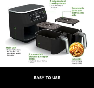 Ninja Foodi Dual Zone Air Fryer – 2-Basket Digital Cooker