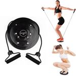 Waist Whisper, Waist Twisting Disc, Body Shaping Waist Twisting Disc,Twist Waist Disc Board with Drawstring, Waist Twisting Board,Resistance Bands Massage Foot Sole Home Fitness（Black）