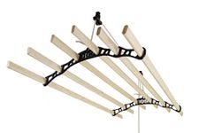 Clothes Airer Ceiling Mount Pulley System Traditional Clothing Dryer 6 Lath Laundry Rack Rail 2-4 Hour Drying 200cm x 56cm Black & Ethically Sourced Pine Wood