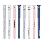 Erasable Gel Pens Ballpoint 0.35mm 4/8/12pcs Rollerball Pens Cute Cartoon Animal Erasable Ink Gel Pen, for Student Gift Stationery Office Supplies (8pcs)