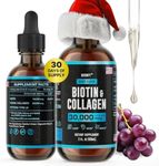 Liquid Collagen & Biotin - Hair Growth Supplement - Hair Skin and Nails Vitamins - Joint Health Supplement - Made in USA - Hair Growth for Women - Natural Liquid Collagen for Women and Men 2 Fl Oz