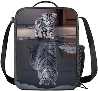 HELLHERO Cat Tiger Lunch Bag Insulated Lunchbox Reusable Lunchbag Leakproof Cooler Tote Bags Meal Holder Organzier for Kids Girls Boys Women Men School Workout Office Beach