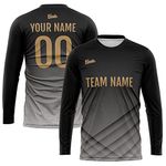 Custom Long Sleeve Basketball Soccer Football Shooting T-Shirt for Adults and Kids, Gradient-black, Medium