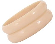 NMII Glass with Diamond Cutting Pattern Glossy Finished Bangle/Kada Set For Women and Girls, (Cream_2.4 Inches), Pack Of 2 Kada Set